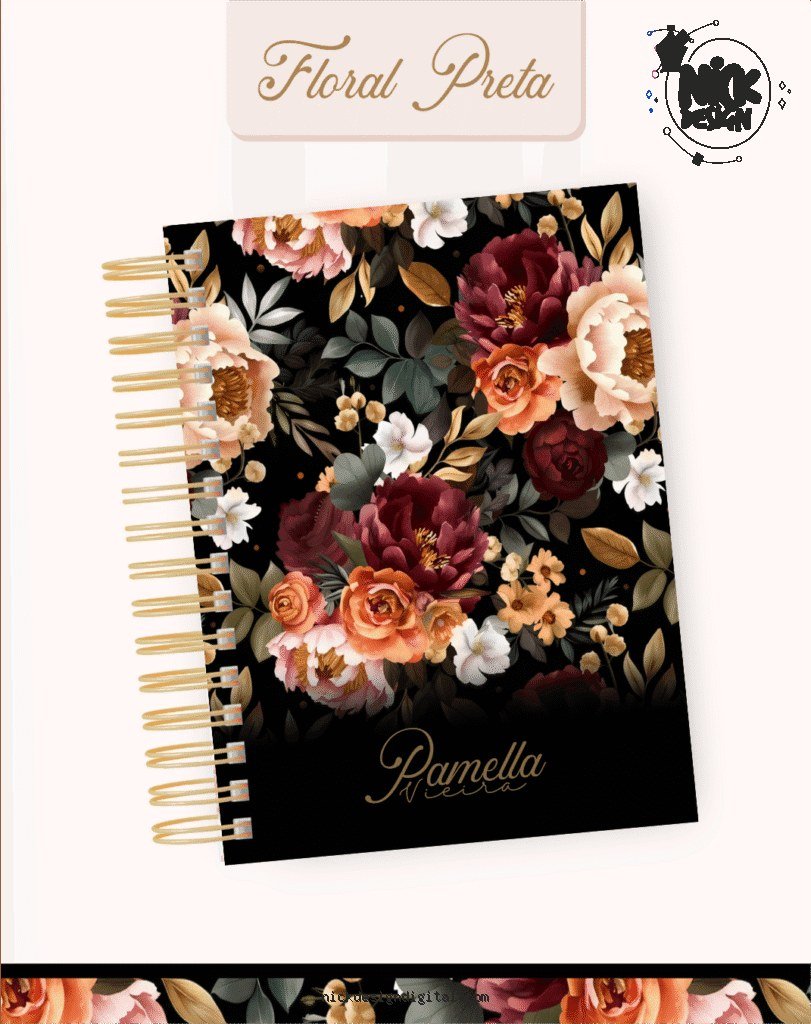 Floral Preta - Agendas | Planners 2026 (Pamella)