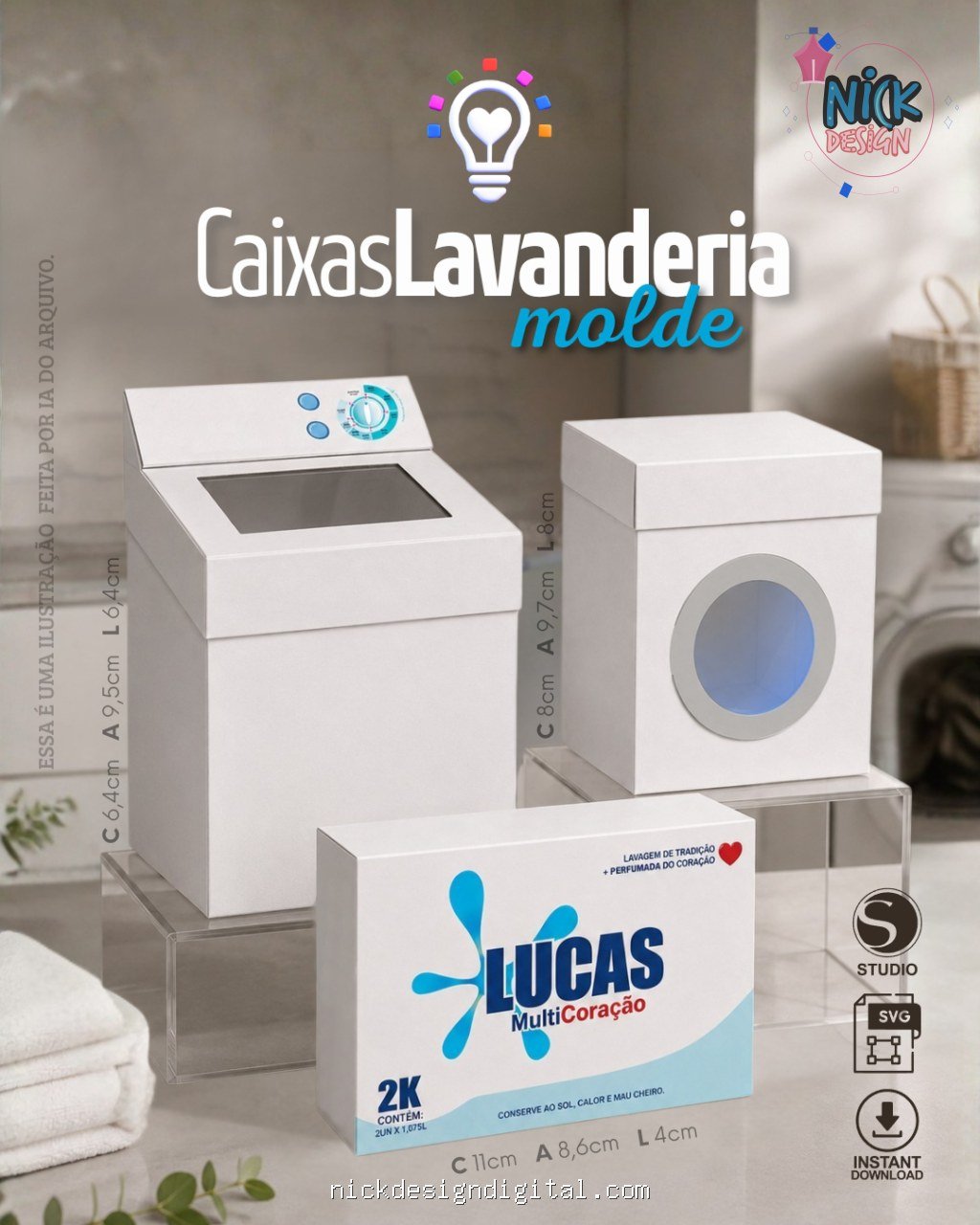 Molde Máquinas de Lavar Roupas + Caixa Sabão - Imagem 1