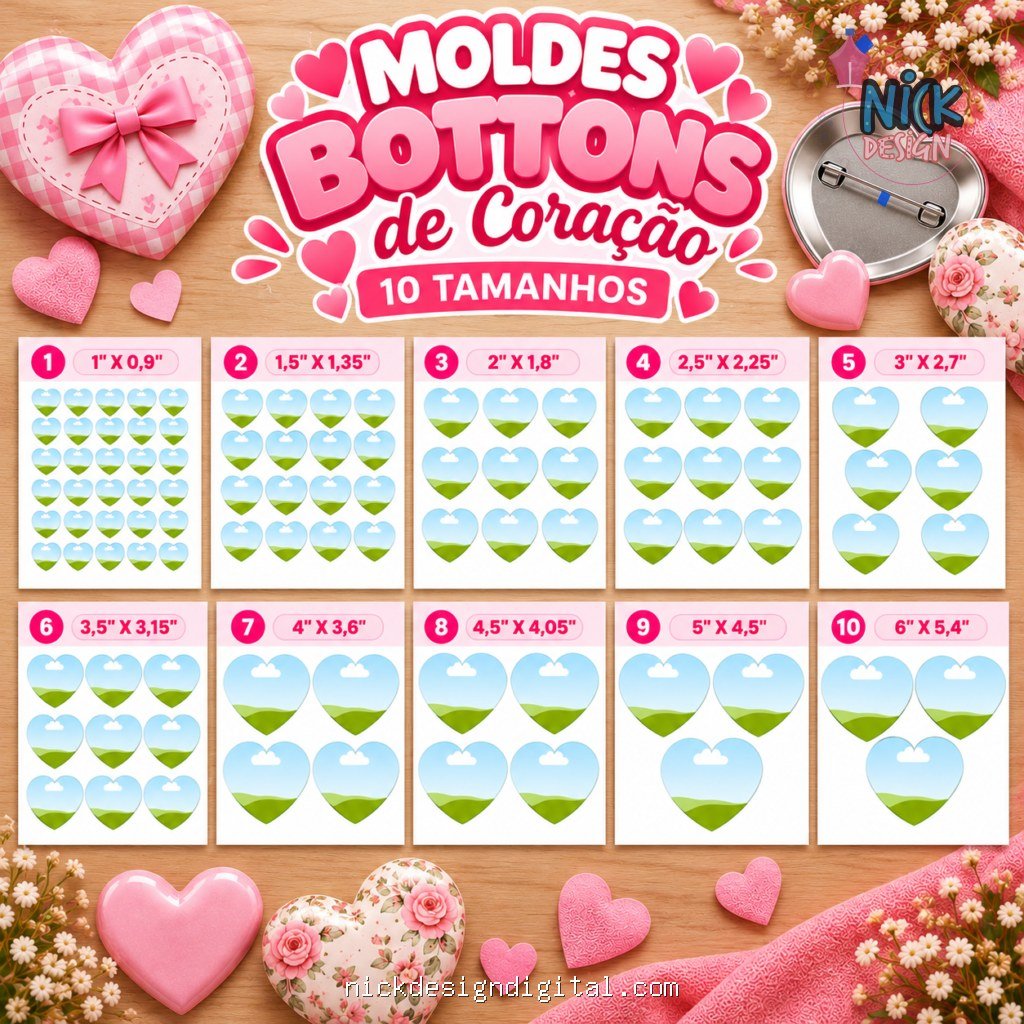 Molduras Bottons Coração - Imagem 1