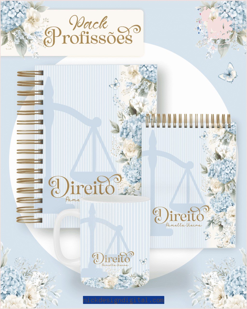 Profissões 2026: Floral Azul (Pamella) - Imagem 1