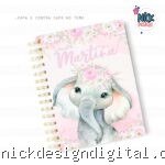 Elefante Menina Aquarela - Caderneta