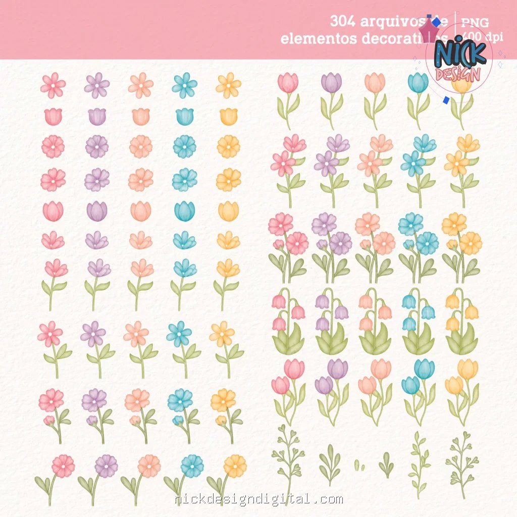 Jardim Secreto 2 – Cliparts em aquarela - Kit Digital - Imagem 9