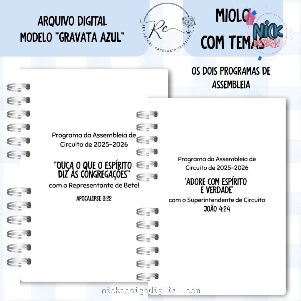 Caderno Assembleia de Circuito 2025/2026 – GRAVATA AZUL C/TEMA (Re Castori) - Imagem 3