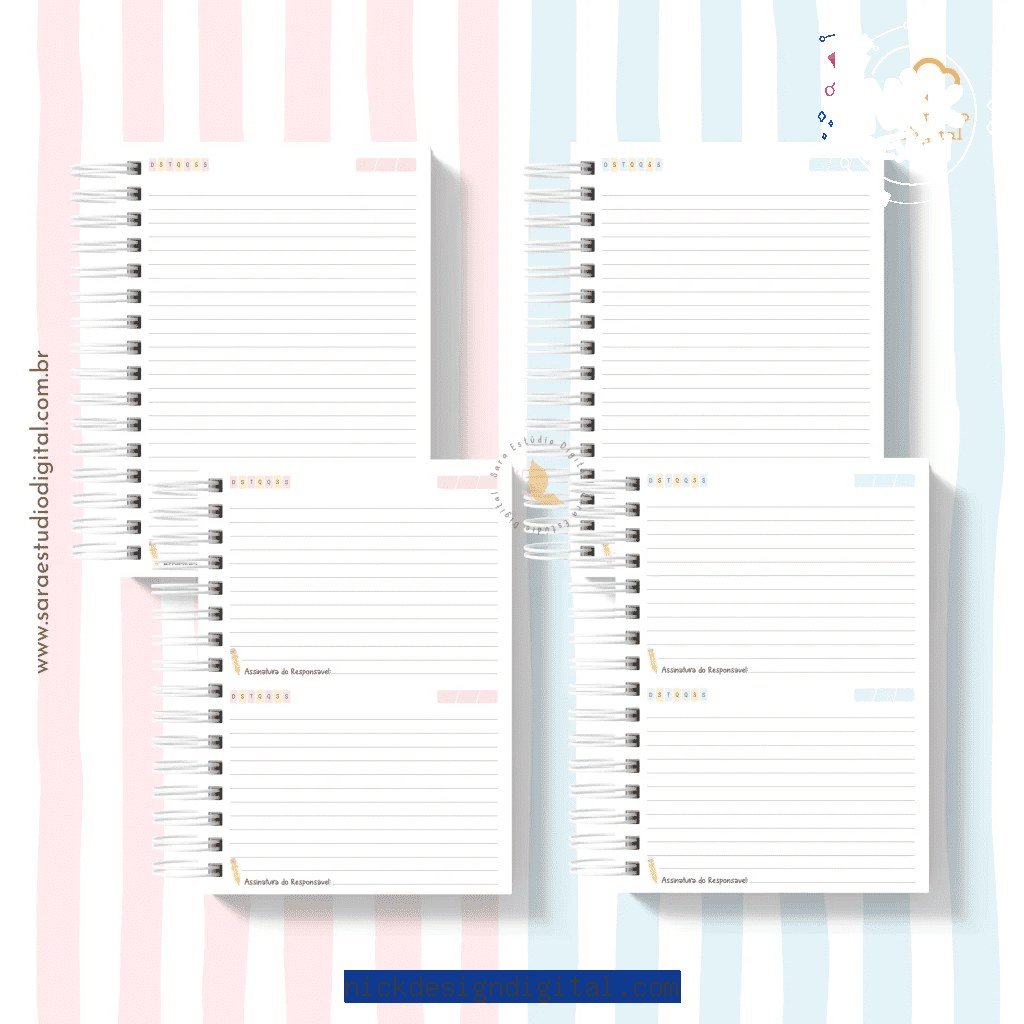 Miolo de Agenda Escolar não datada A5 – 2 em 1 (Sara Estúdio)