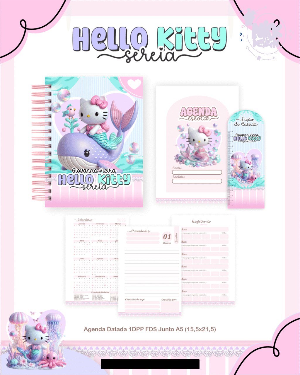 Hello Kitty Sereia - Escolar 2026 (Pamella) - Imagem 3