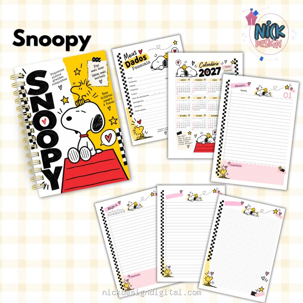 Pack Snoopy A5 – 8 Capas / 4 Miolos - Imagem 1