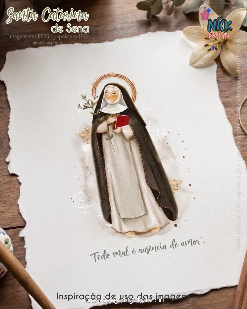 Ilustrações Santa Catarina de Sena - Kit Digital (Carinas Paper) - Imagem 8