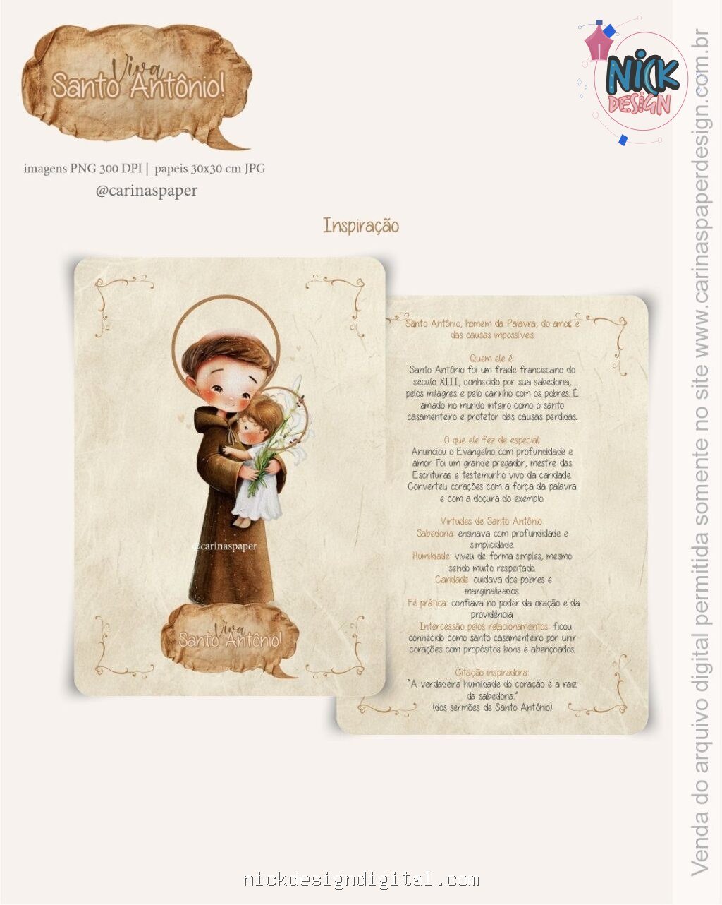 Kit Digital Ilustrações Viva Santo Antônio - Toninho (Carinas Paper) - Imagem 2