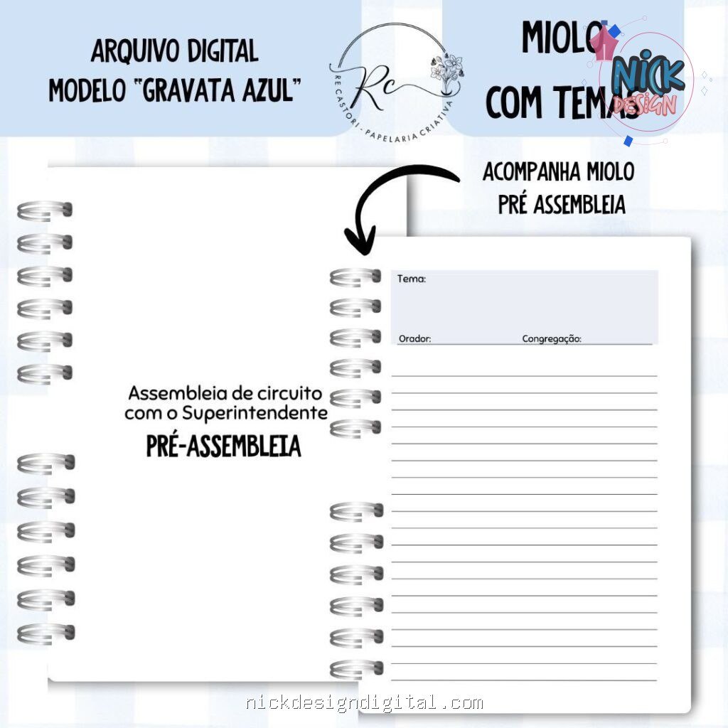 Caderno Assembleia de Circuito 2025/2026 – GRAVATA AZUL C/TEMA (Re Castori) - Imagem 6