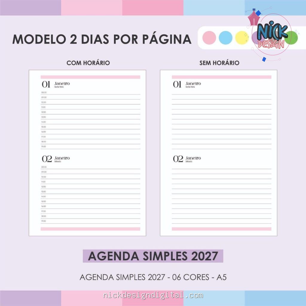 Agenda Simples 2027 - 06 Cores - Imagem 2