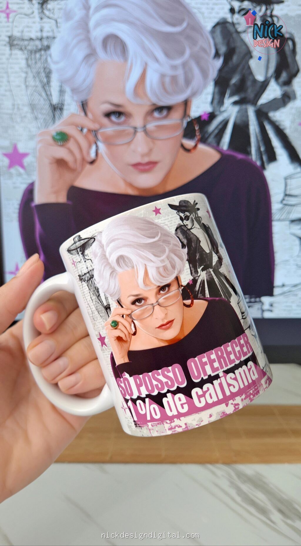 Só posso oferecer 1% de carisma - Filme O Diabo Veste Prada - Arte Avulsa Caneca - Imagem 1