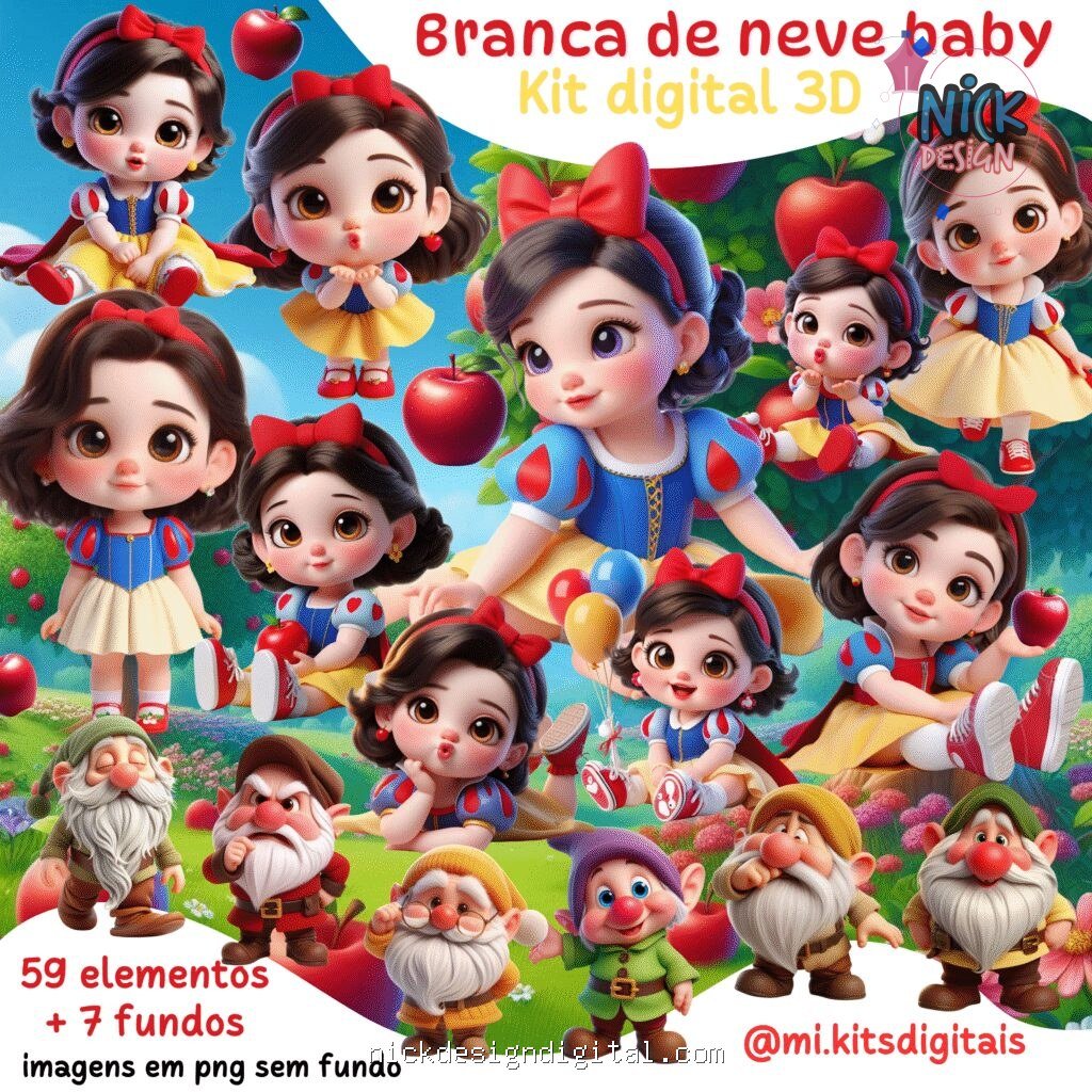 Branca de Neve Baby 3D - Kit Digital - Imagem 1