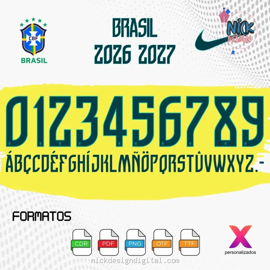 Fonte Vetorizada Seleção Brasileira Uniforme - Fonte p/ Instalar - Imagem 1