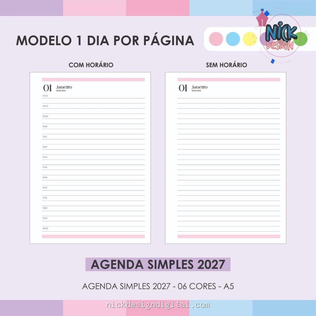 Agenda Simples 2027 - 06 Cores - Imagem 3