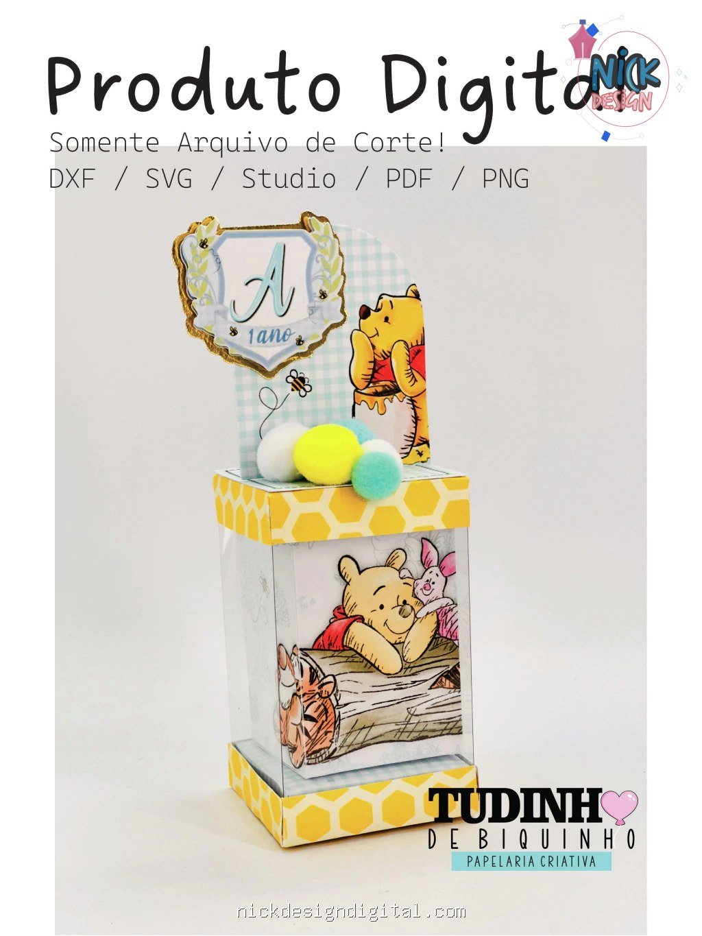 Molde Caixa Alta Moldura - Ursinho Pooh - Imagem 1
