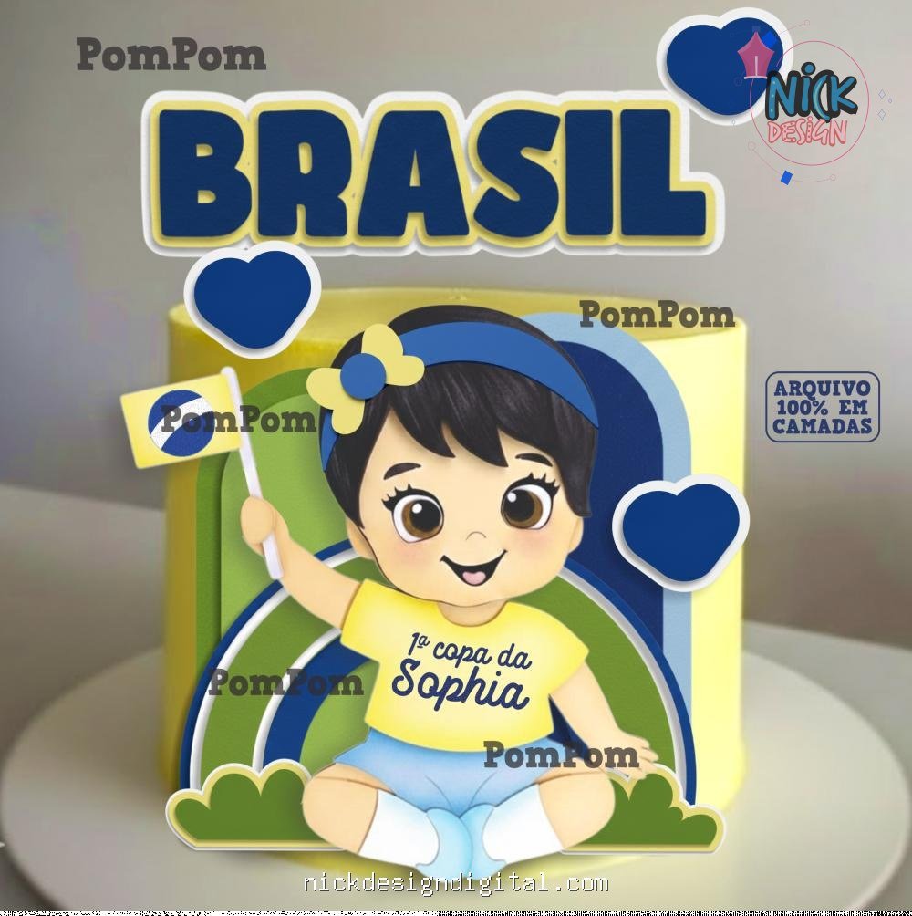 Brasil Menina - Topo de Bolo - Imagem 1
