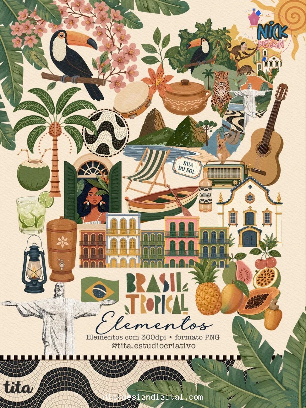 Brasil Tropical - Combão Ilustrações + Papéis (Tita) - Imagem 10