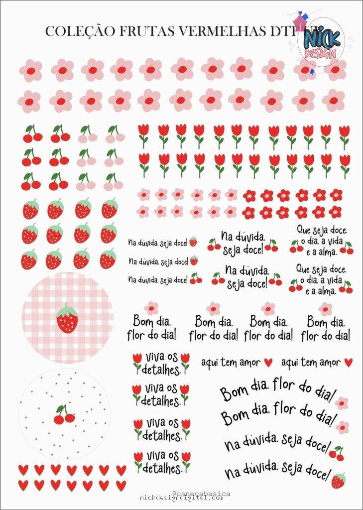 Coleção Frutas Vermelhas para DTF UV (A4) - Imagem 1