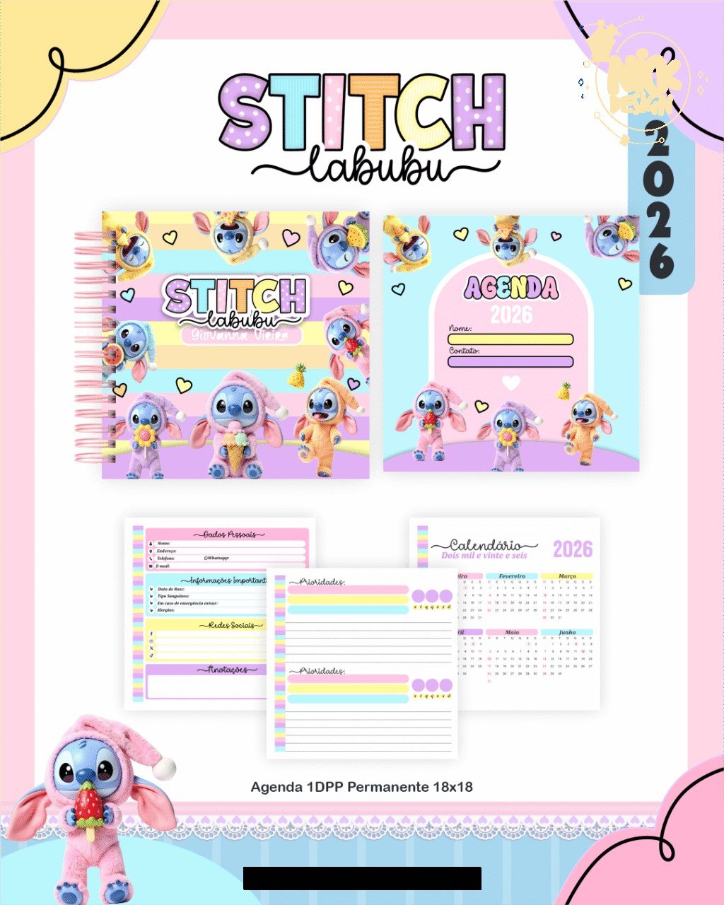 BOX Stitch Labubu - Escolar 2026 (Pamella) - Imagem 4