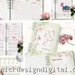 COMBO 8 Agendas 2027 e Permanente COM e SEM Versículos Floral (Bicho Papel)