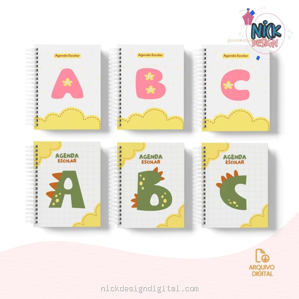 Capas para Agenda Escolar – Alfabeto (Sara Estúdio)