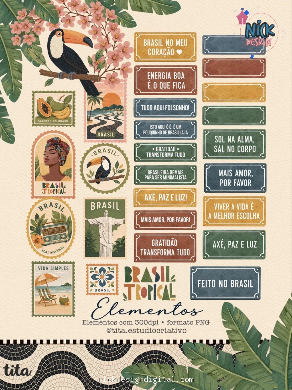Brasil Tropical - Combão Ilustrações + Papéis (Tita) - Imagem 11