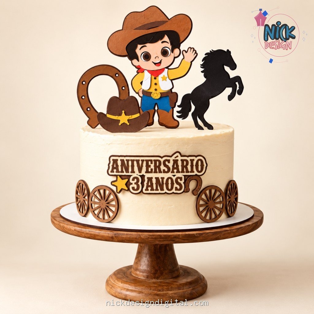 Cowboy Menino - Topo de Bolo - Imagem 1