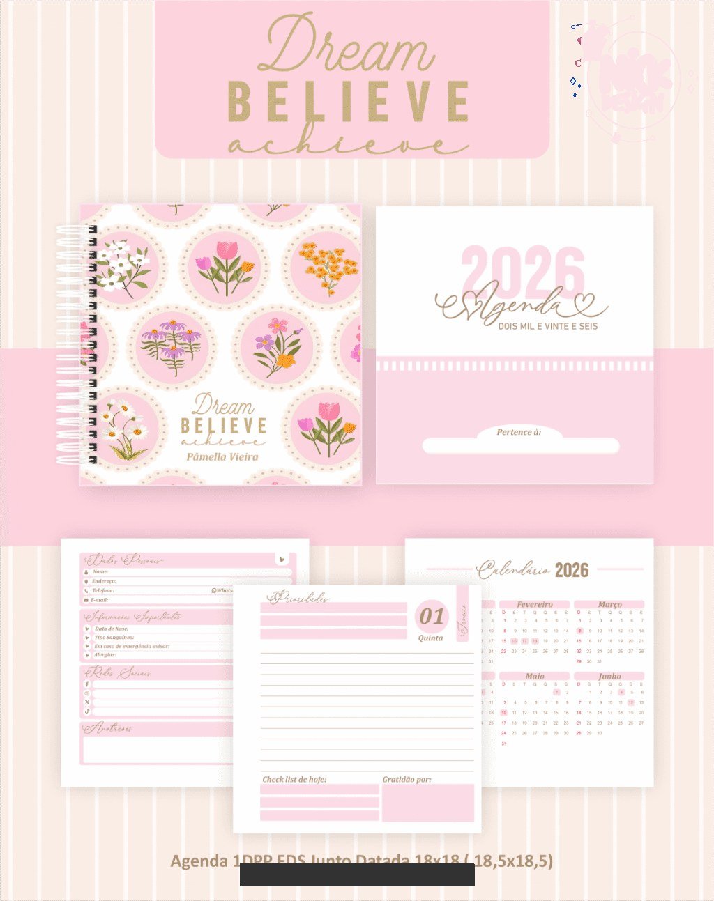 Dream Believe Achieve - Agendas | Planners 2026 (Pamella) - Imagem 2