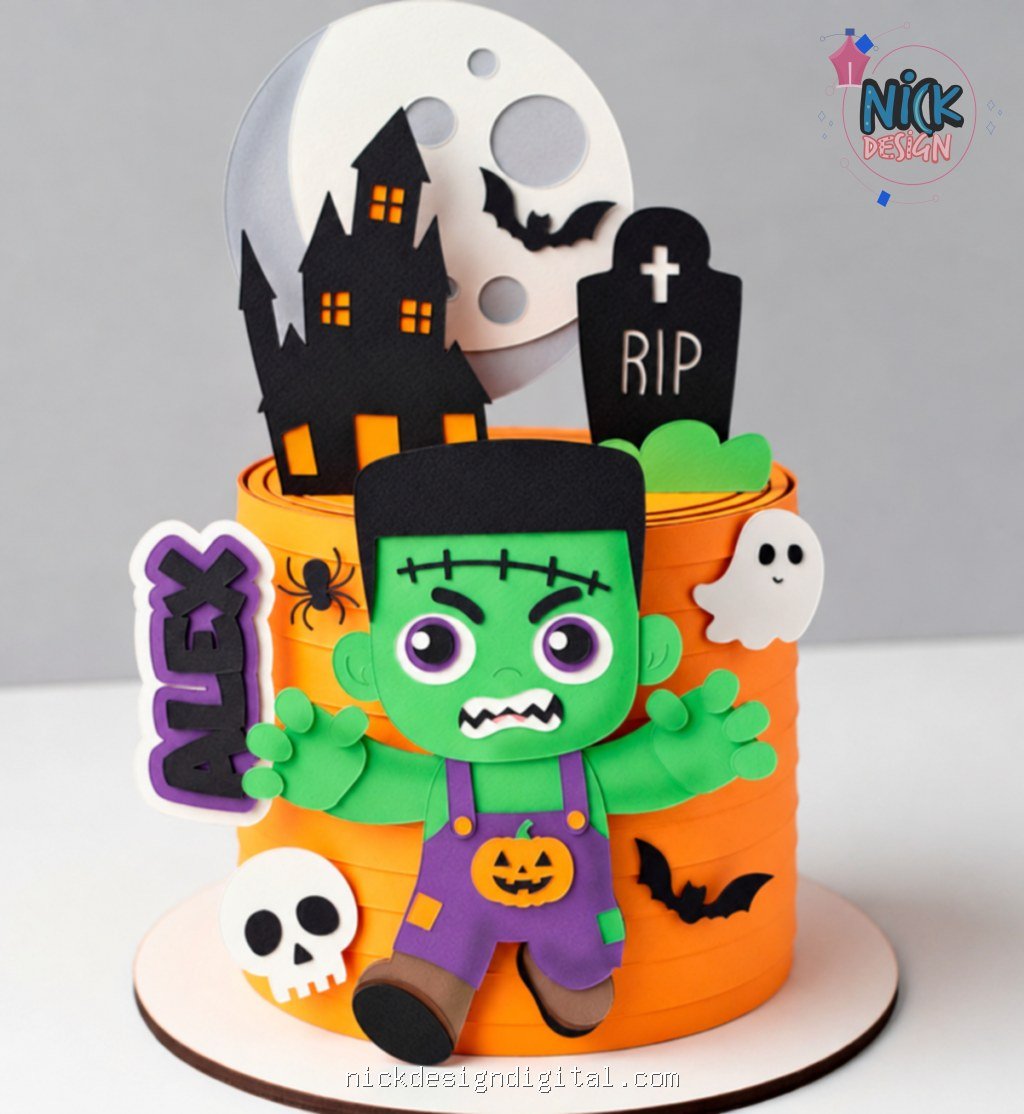 Frankenstein Baby Halloween 3D - Topo de Bolo - Imagem 1