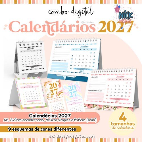 Calendários 2027 (Letterinhas) - Imagem 1