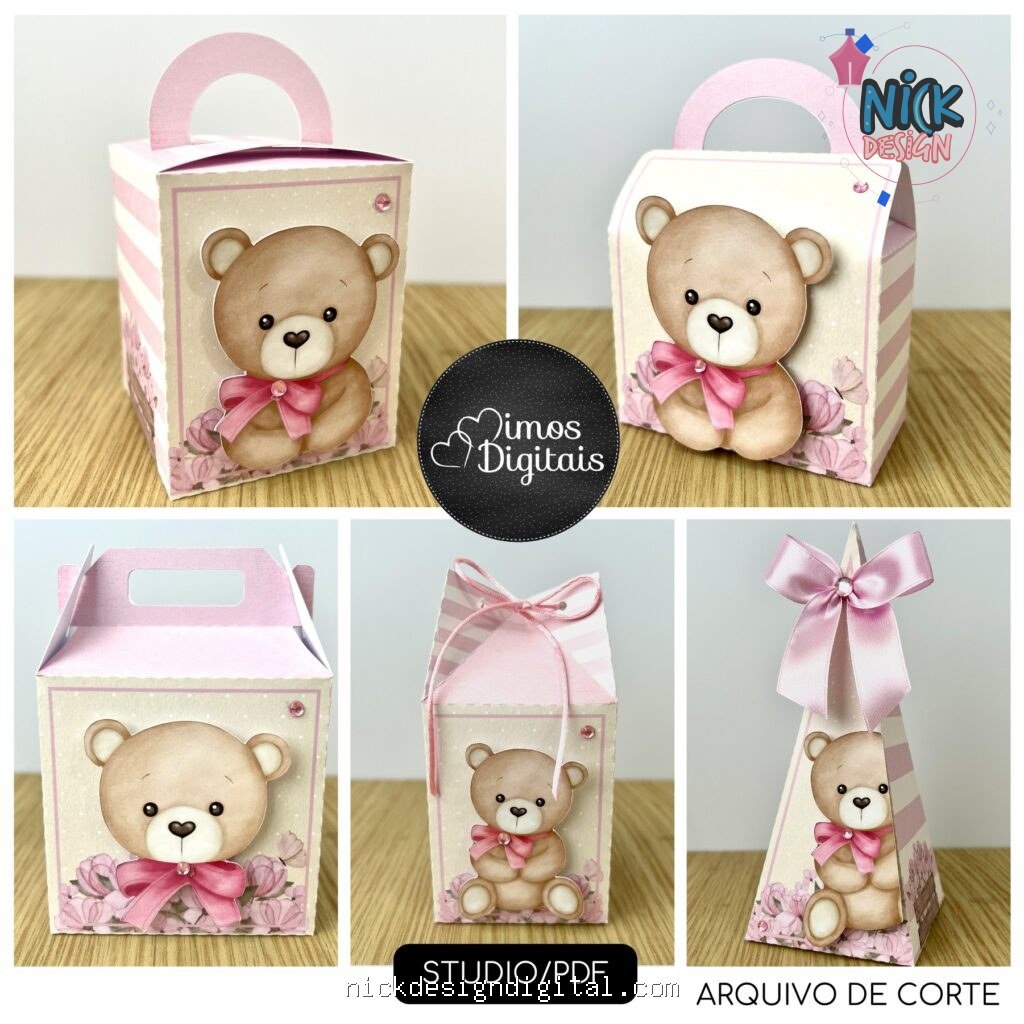 Chá de Bebê Ursinha Rosa e Marfim - Kit Festa Pronta - Imagem 1