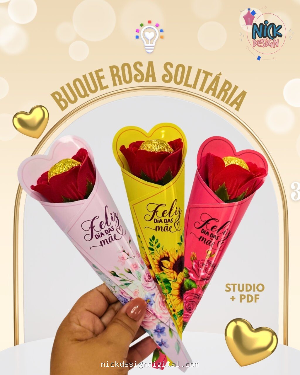 Buquê Rosa Solitária - Dia das Mães - Imagem 1