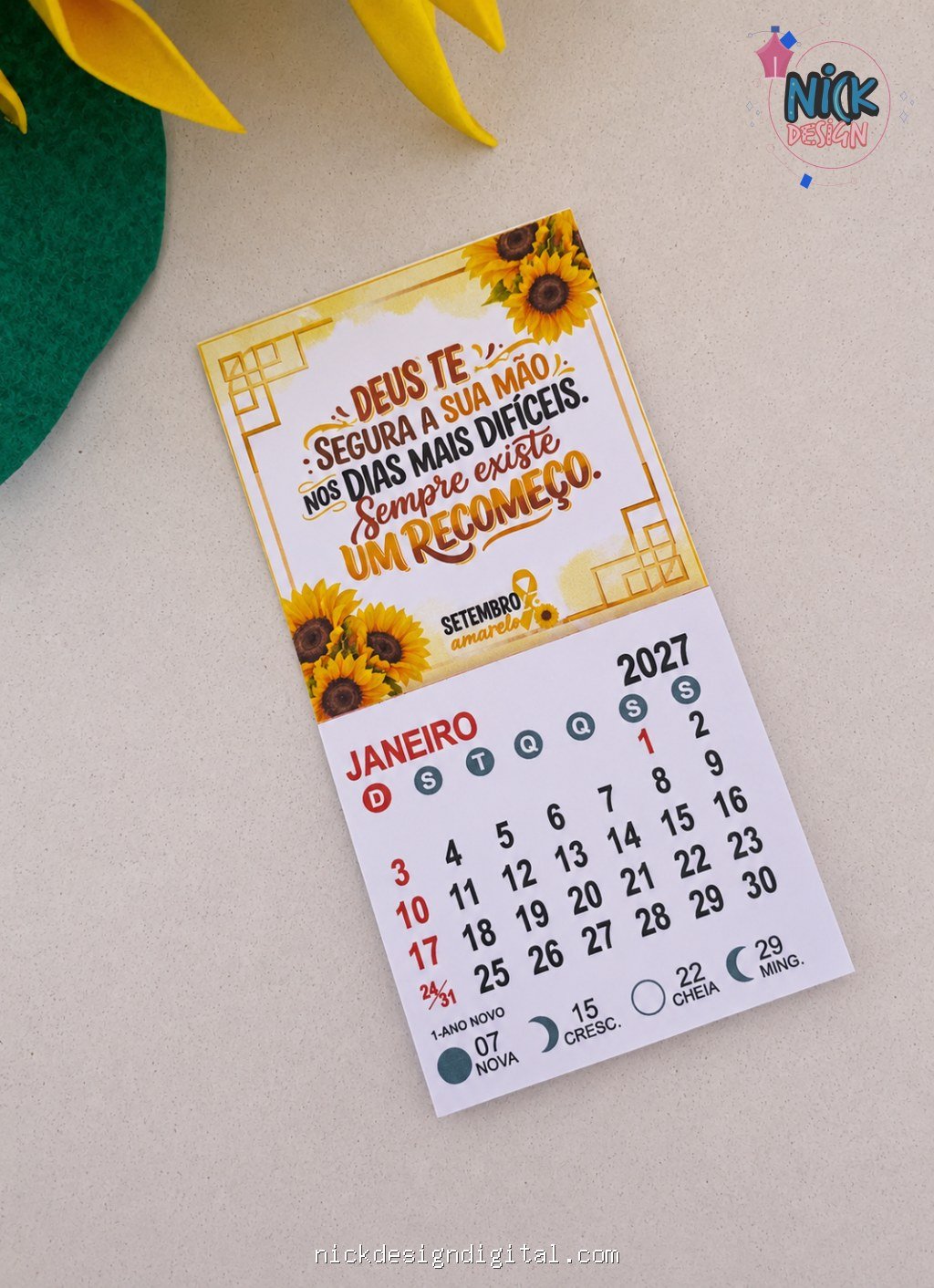 Porta mini calendário Setembro amarelo - Imagem 1