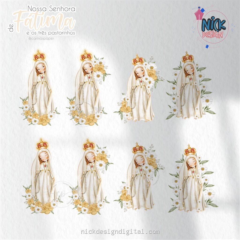 Nossa Senhora de Fátima e o três pastorinhos Versão 2 (Santinhos) - Kit Digital - Imagem 10