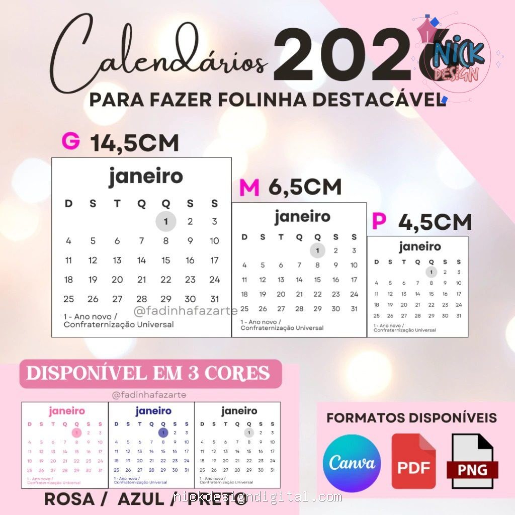 Molde Calendário 2026 para Blocagem - Imagem 1
