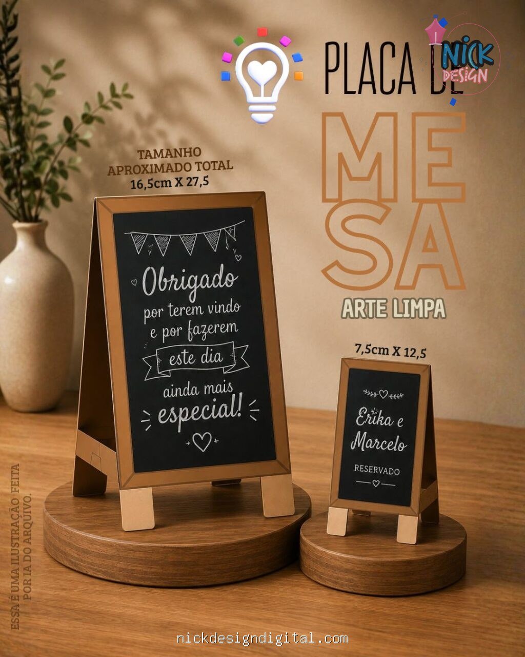 Moldes Mockups Placa de Mesa - Imagem 1