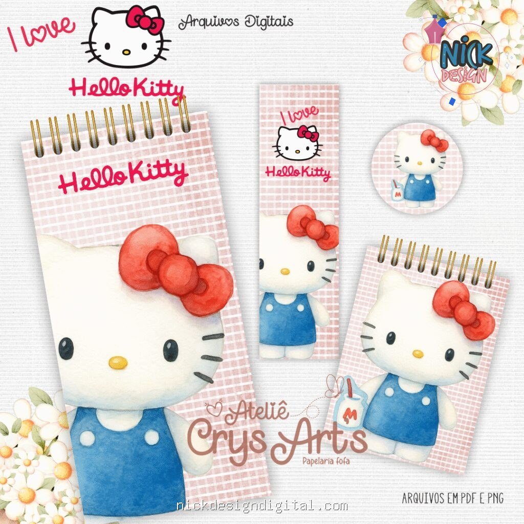 Kit Hello Kitty 1 - Encadernação (Crys Arts) - Imagem 3
