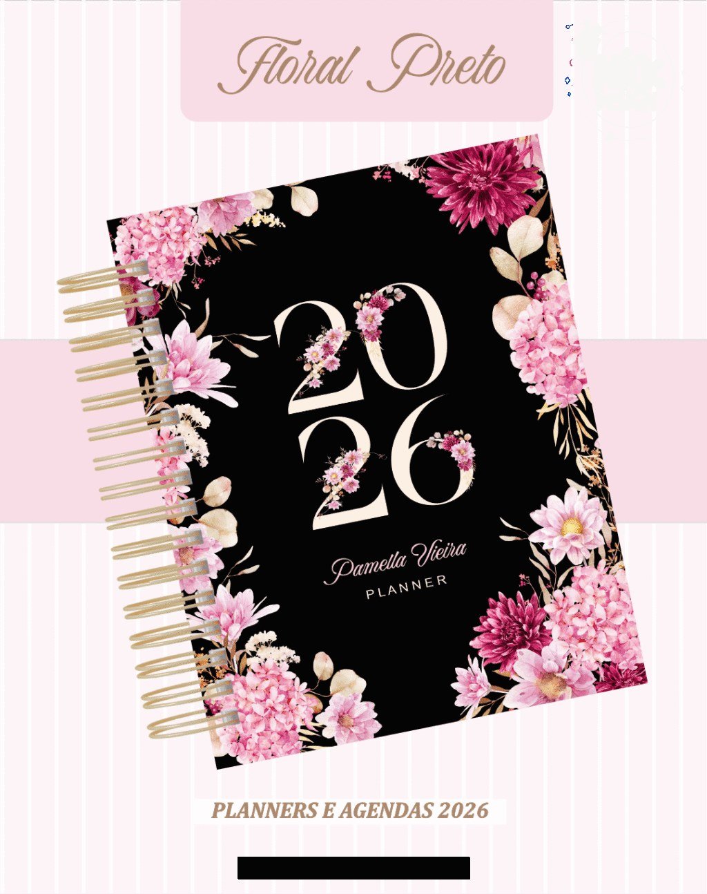 Alfabeto Floral Preta - Agendas | Planners 2026(Pamella) - Imagem 1