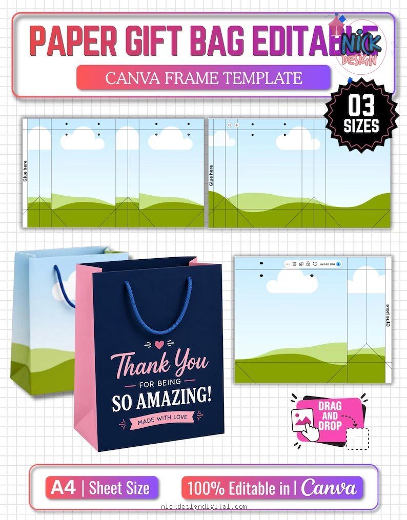 Moldes Sacolas Presente CANVA - Imagem 1