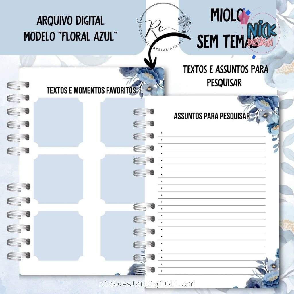 Caderno Assembeia de Circuito 2025/2026 – FLORAL AZUL S/TEMA (Re Castori) - Imagem 2