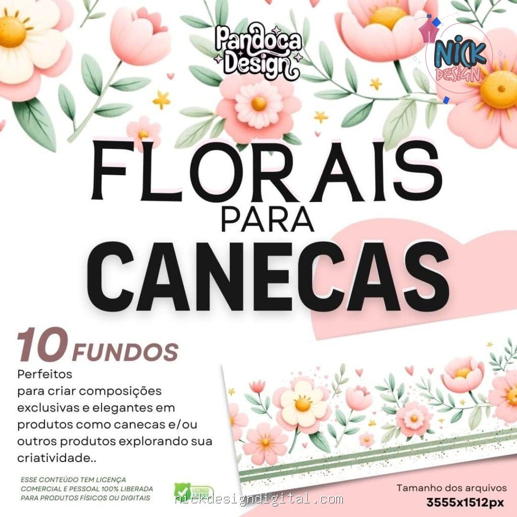 Fundos Florais para CANECAS - Imagem 1