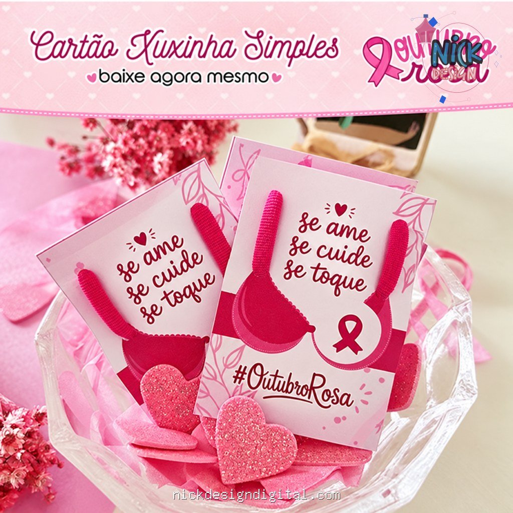 Cartão Xuxinha Simples Outubro Rosa - Imagem 1