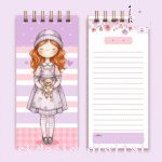 Bloco Slim 22x10cm wire-o espiral - Bonecas (Telma Contel)