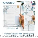 COMBO 8 Agendas 2026 e Permanente com/sem Versículo Floral Azul (Bicho Papel)