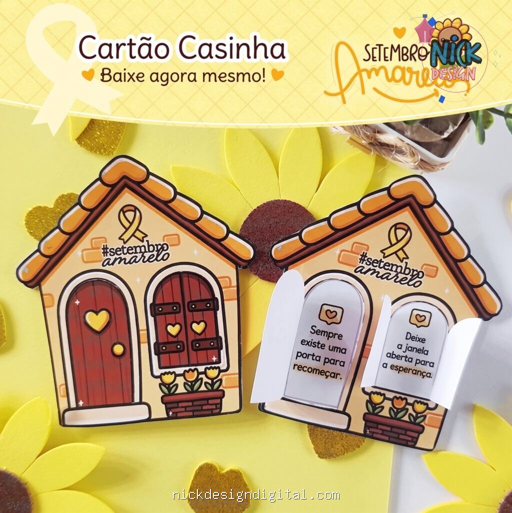 Cartão Casinha Setembro Amarelo - Imagem 1