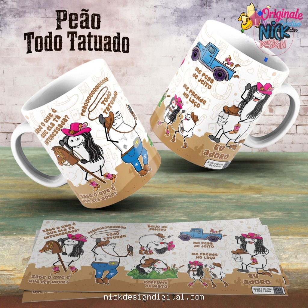 Peão Todo Tatuado - Arte Avulsa Caneca - Imagem 1