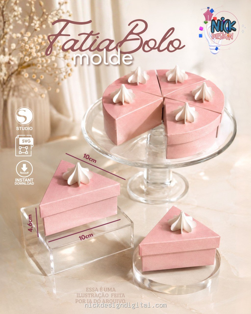 Molde Caixa 6 Fatias de Bolo - Imagem 1