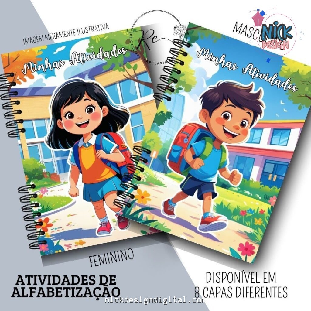 Kit Caderno com Atividades de Alfabetização Escolar – Feminino e Masculino (Re Castori) - Imagem 4