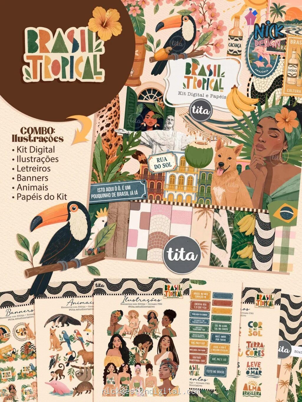 Brasil Tropical - Combão Ilustrações + Papéis (Tita) - Imagem 6