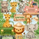 Safari Aquarela - Kit Digital